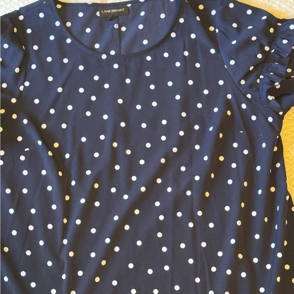 Lane Bryant Dark Blue Polka Dot Blouse - Picture 2 of 3